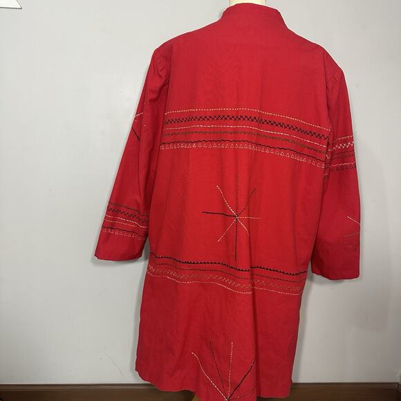 Indigo Moon Embroidered Canvas Jacket Size 1X Cotton Boho Button Up Artsy Tribal - Picture 6 of 13